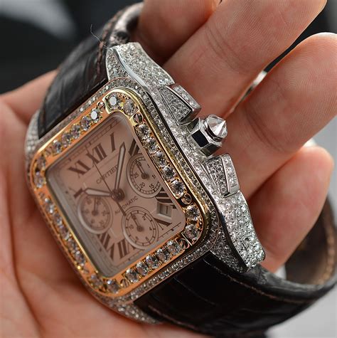 mens cartier watch diamonds|cartier diamond watches for sale.